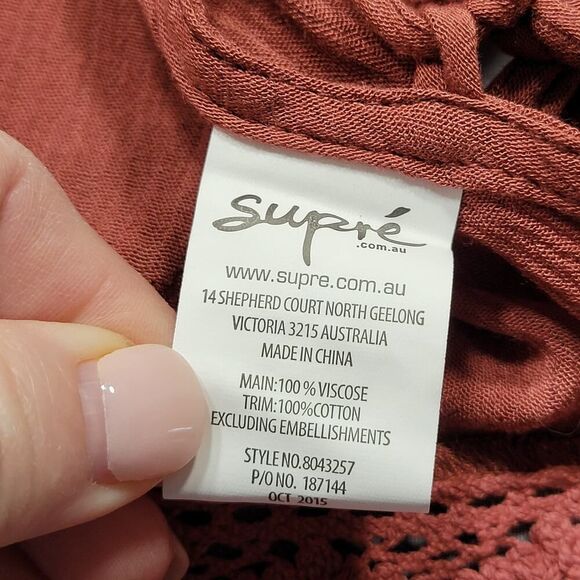 Supre Brown Cowhide Tank Preppy Australian Lace Open Tie Sides NEW $30 Womens 14 - Picture 4 of 9